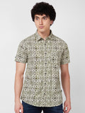 SPYKAR Printed Spread Collar Cotton Casual Shirt
