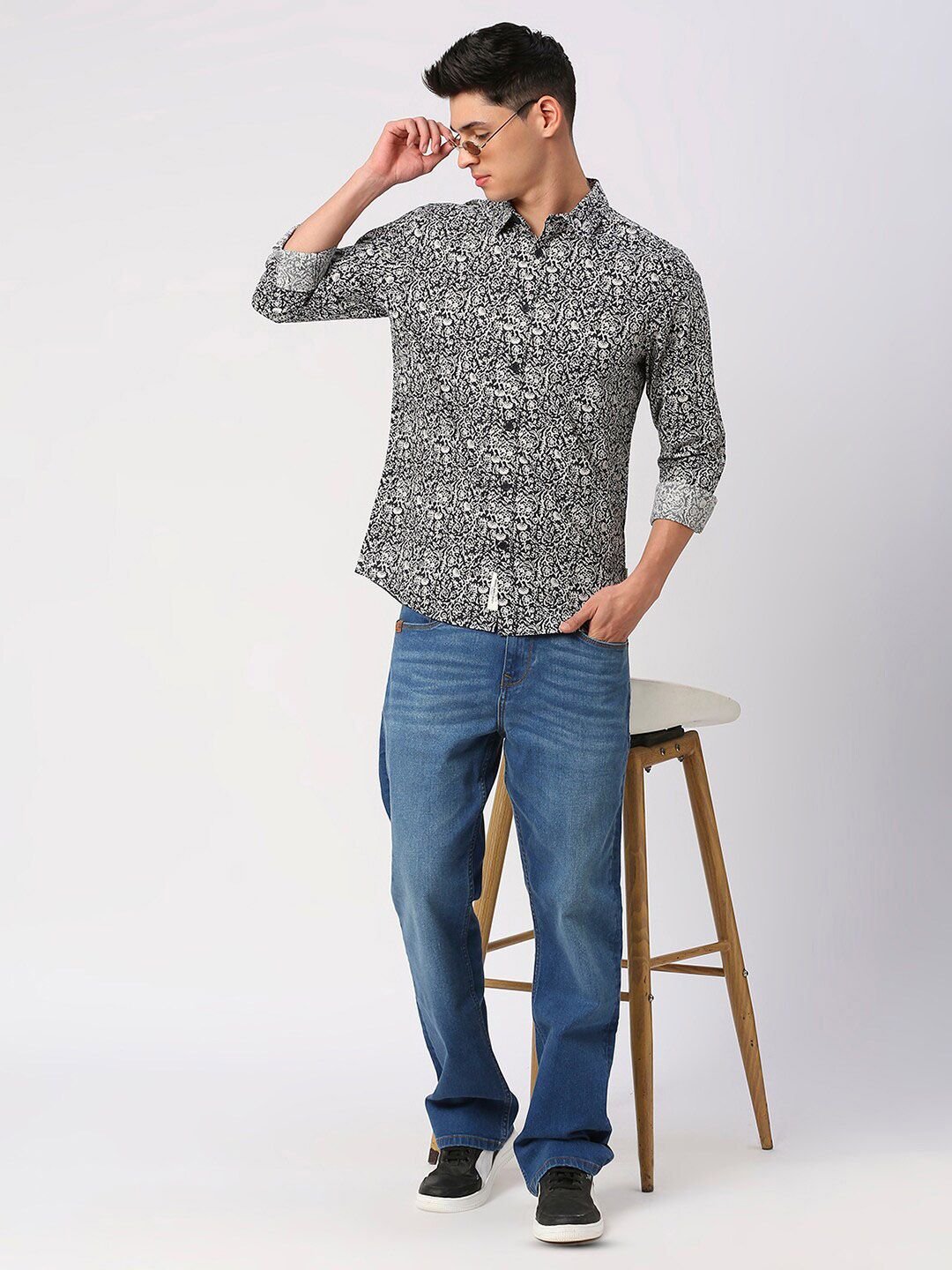 Being Human Floral Printed Pure Cotton Slim Fit Casual Shirt