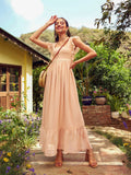 SASSAFRAS Square Neck Georgette Maxi Dress