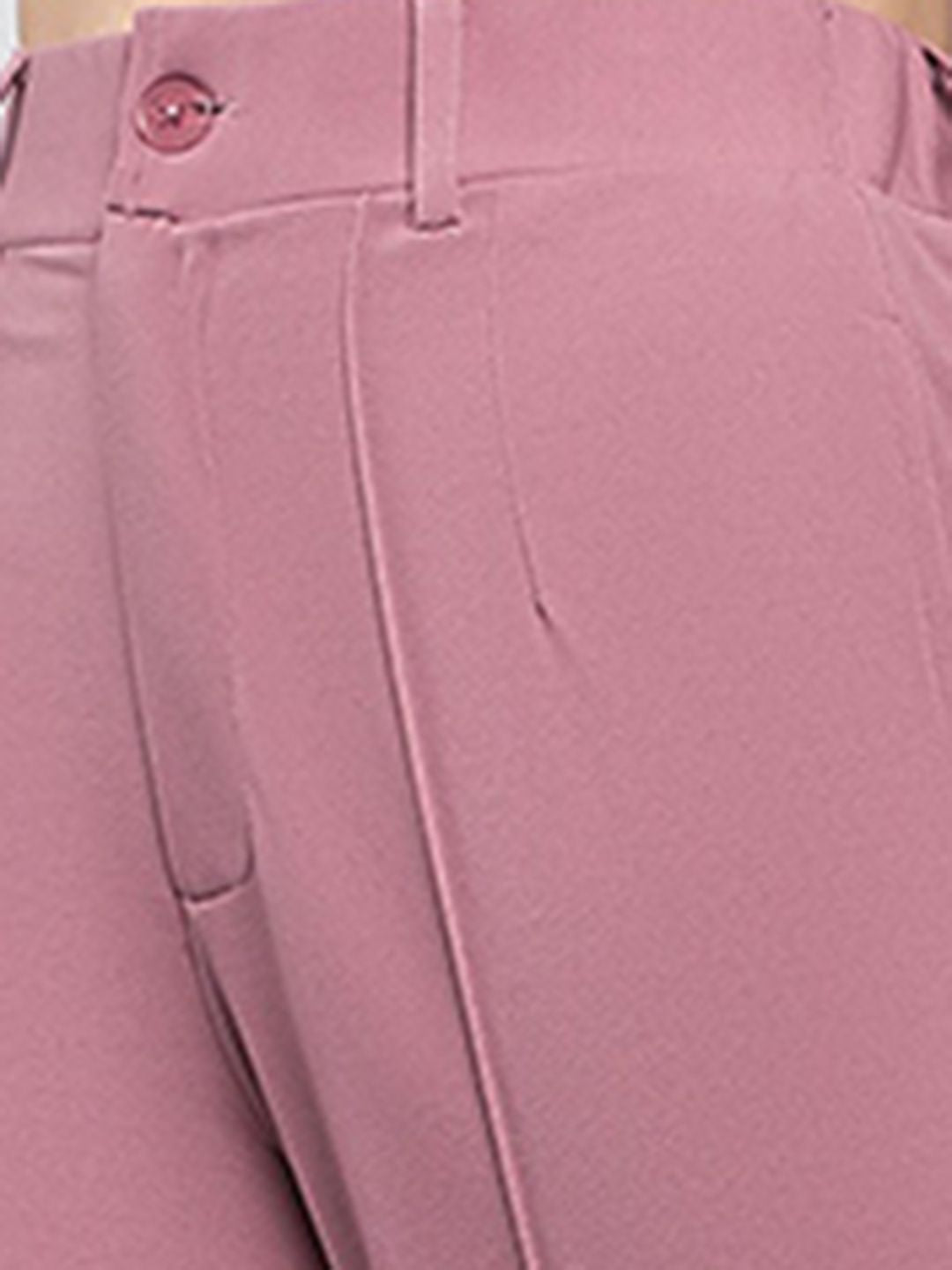 SASSAFRAS Women Pink Straight Fit High-Rise Bootcut Trousers