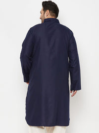 VASTRAMAY Plus Size Men Blue Solid Pathani Kurta