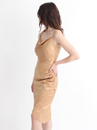 RAREISM Cowl Neck Shoulder Strap Satin Slip Dress