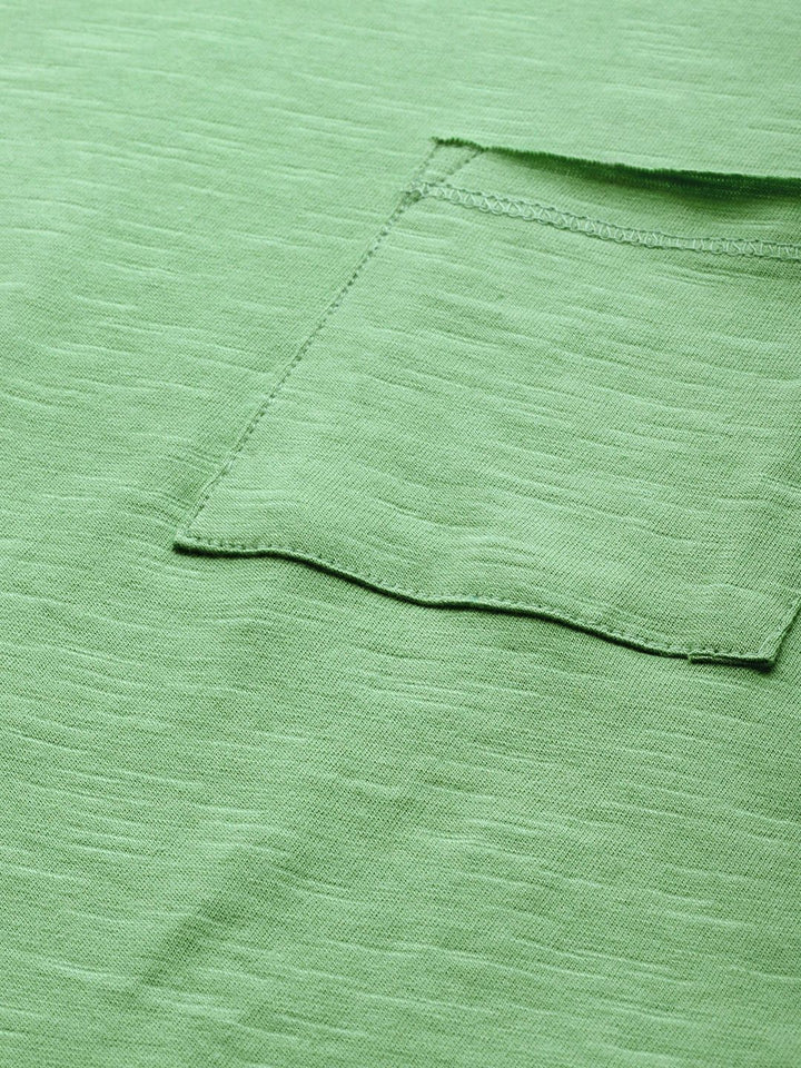 DressBerry Women Sea Green Solid Round Neck Pure Cotton T-shirt