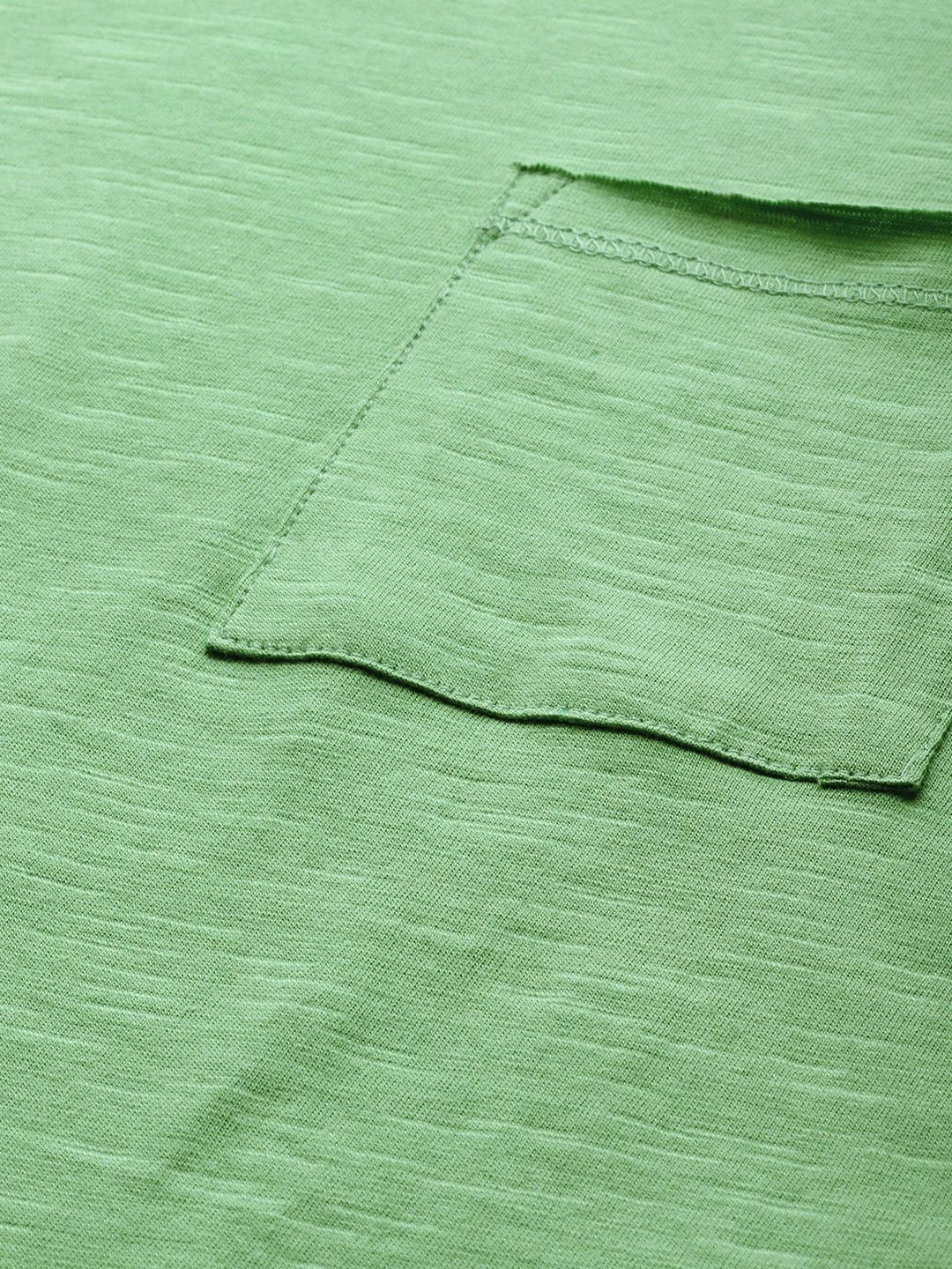 DressBerry Women Sea Green Solid Round Neck Pure Cotton T-shirt