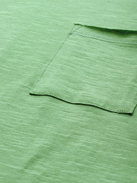 DressBerry Women Sea Green Solid Round Neck Pure Cotton T-shirt