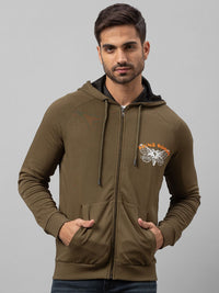 Being Human Men Olive Green Printed Sweatshirt
