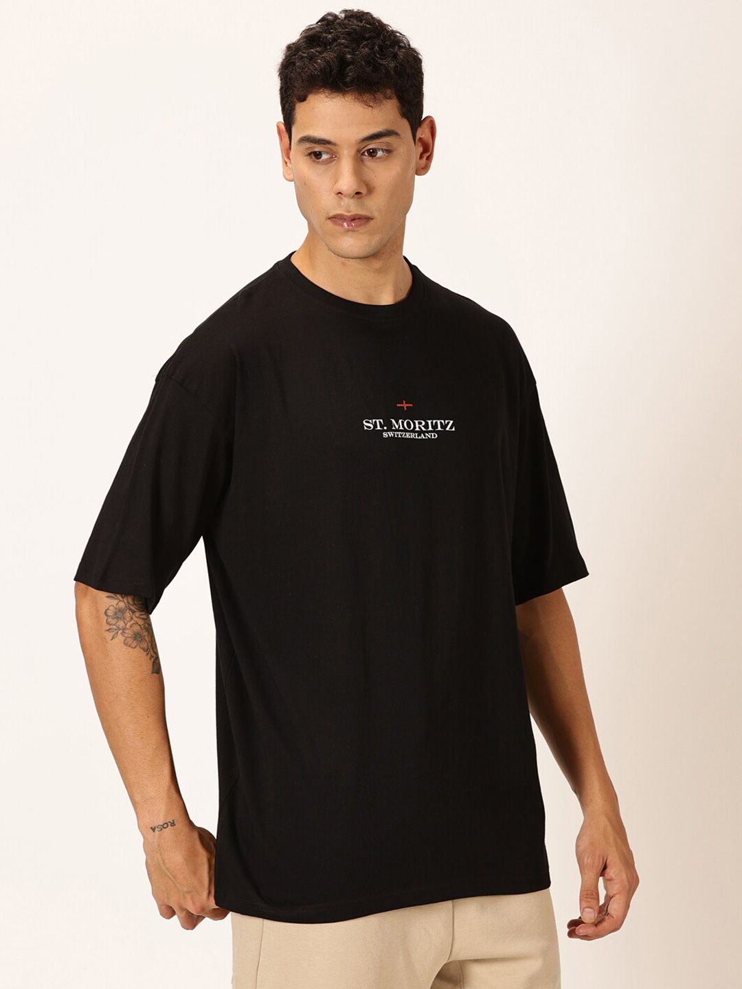 Thomas Scott Round Neck Typography Printed Cotton Oversized T-shirt