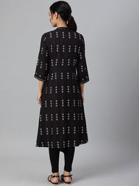 W Women Black Geometric Printed  Kurta