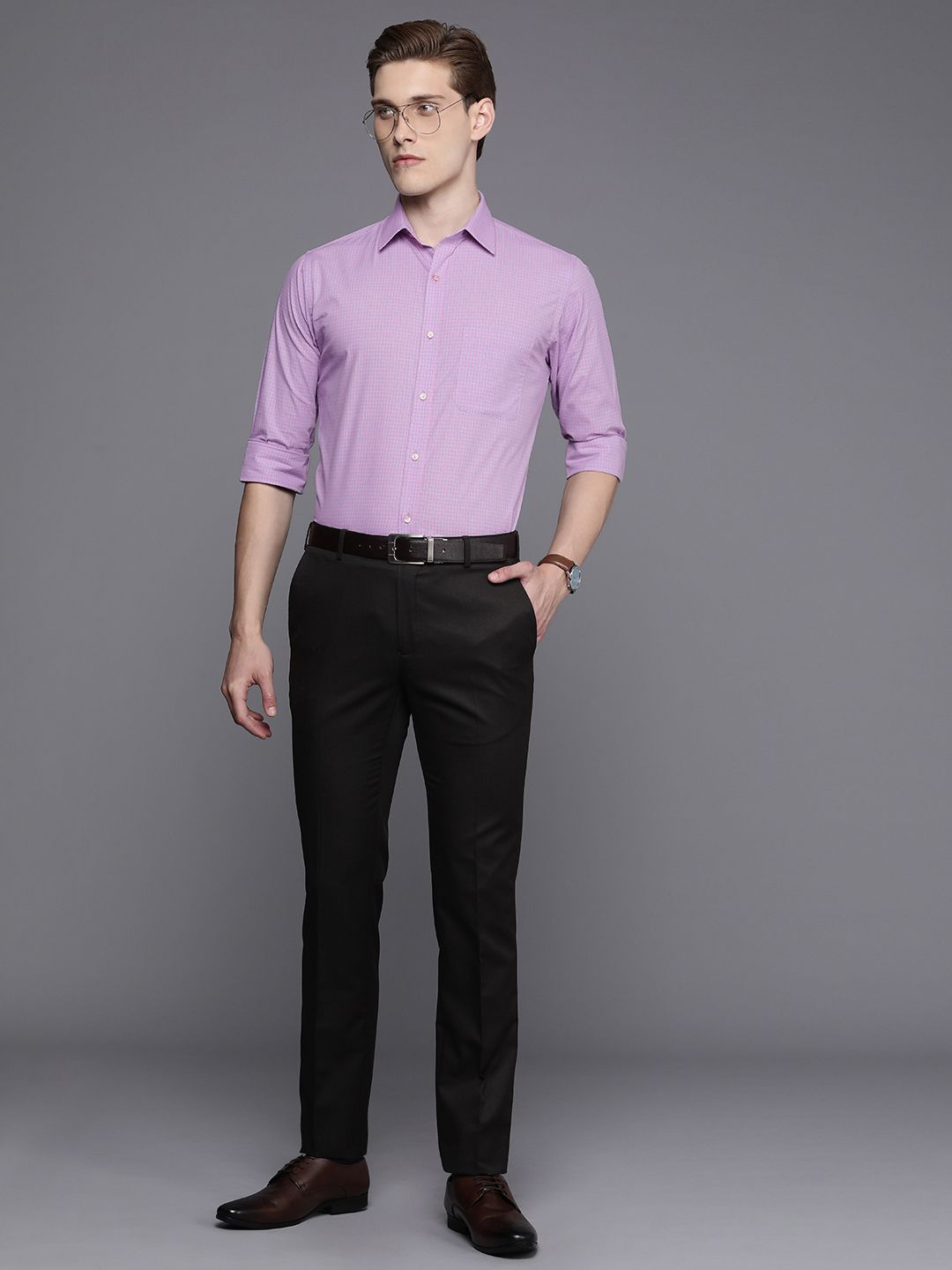 Raymond Pure Cotton Slim Fit Checked Formal Shirt