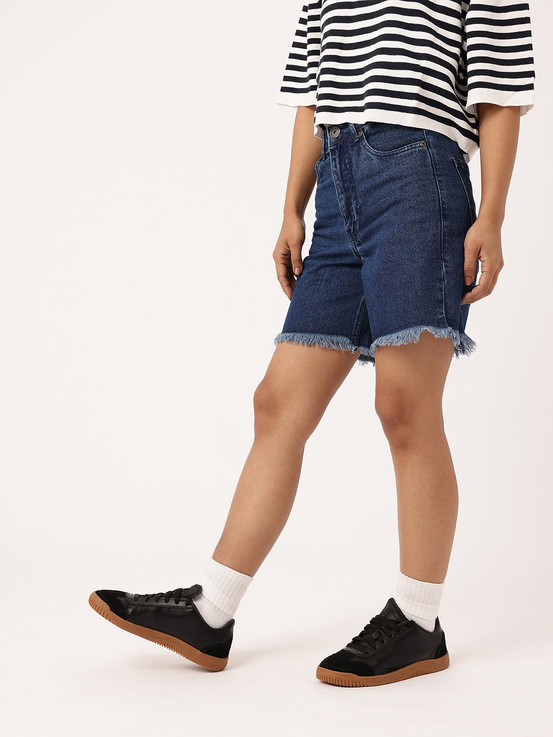 DressBerry Women Urban Vibe Frayed Denim Shorts