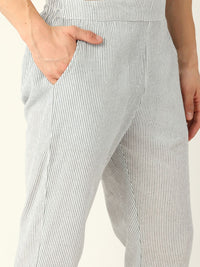 Anouk Men Black & White Striped Kurta with Trousers