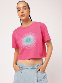 DressBerry Graphic Groove Printed Crop T-shirt