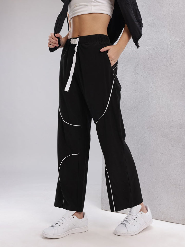 HRX by Hrithik Roshan Women Lifestyle Track Pants with Contrast Piping