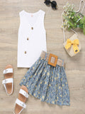 YK Girls Sleeveless Top With Skirt