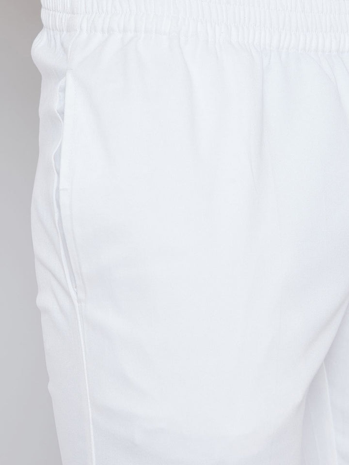 See Designs Men Peach-Coloured & White Self Design Kurta with Pyjamas