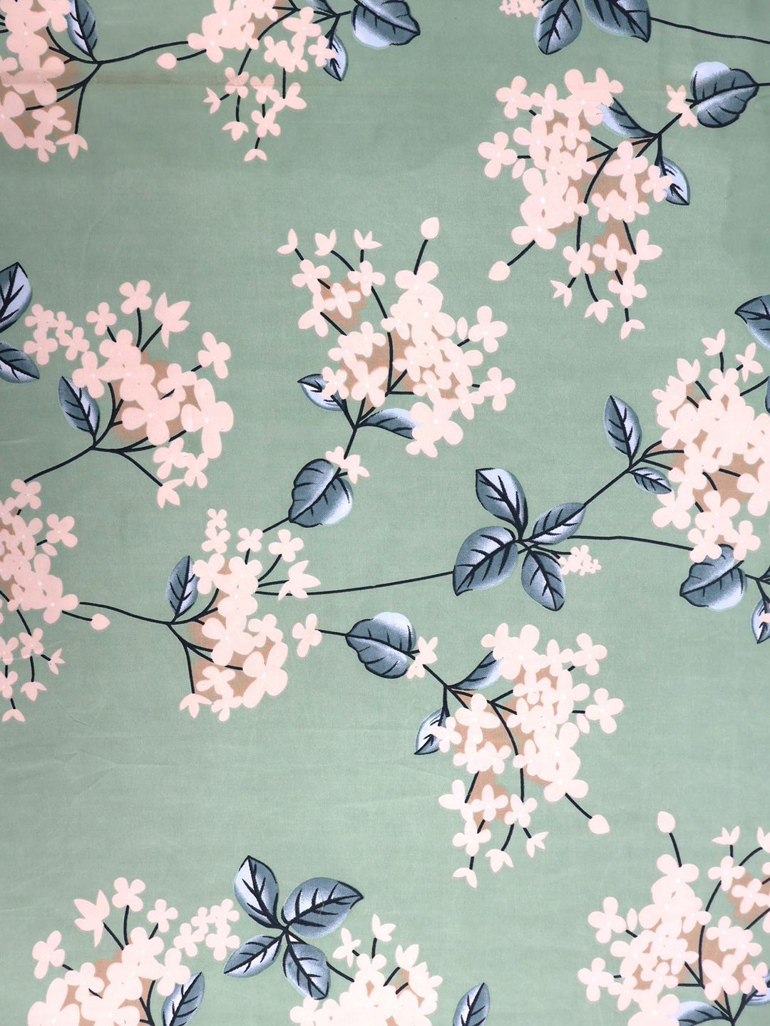 BOMBAY DYEING Vista Sea Green & Yellow Floral 144 TC Queen Bedsheet With 2 Pillow Covers