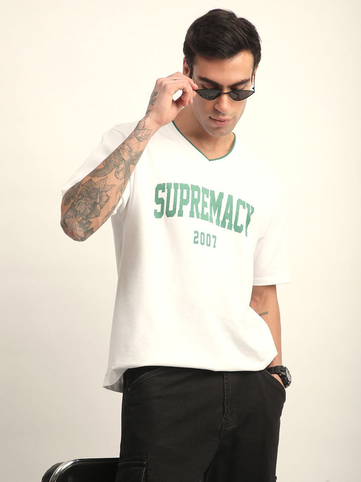 DILLINGER Men Short Sleeve Oversized V-Neck Printed Tshirt