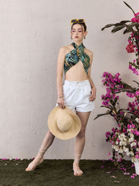 Berrylush Tropical Printed Bralette Crop Top