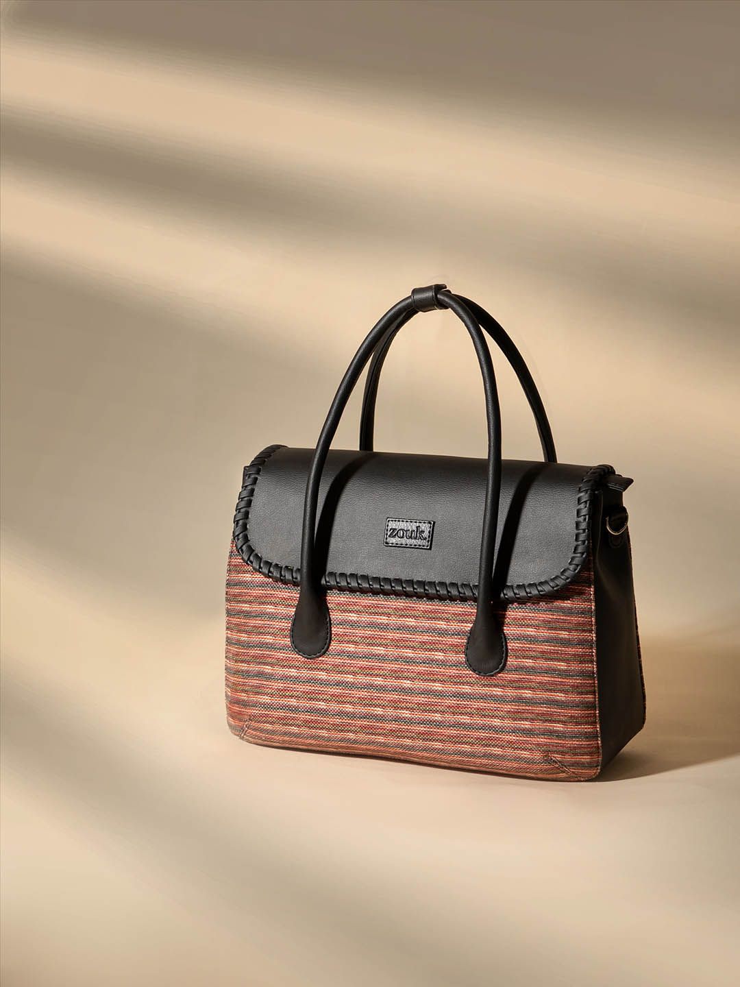 ZOUK Goan Waves Structured Jute Satchel Bag