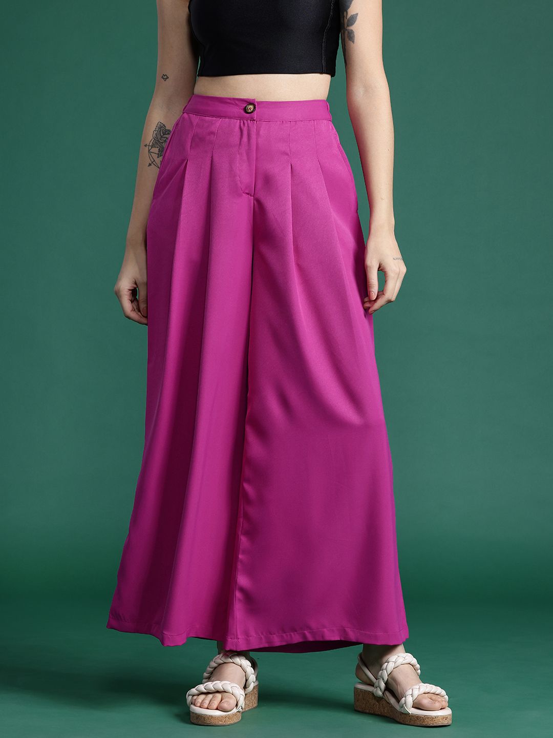 DressBerry Women Pleated Wide Leg Trousers