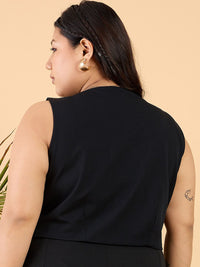CURVY STREET Plus Size Black V-Neck Waistcoat
