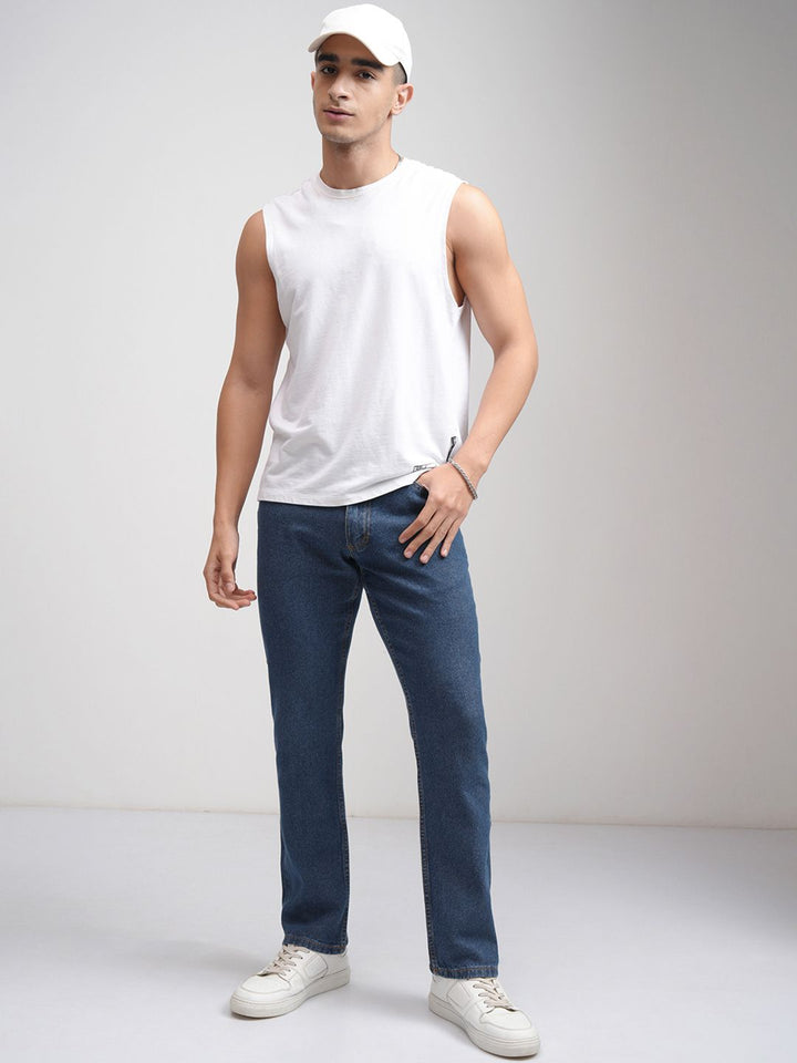 HIGHLANDER Men Blue Straight Fit Clean Look Stretchable Jeans