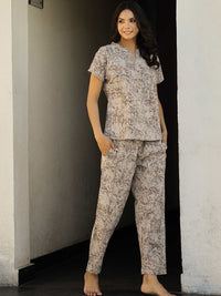 SANSKRUTIHOMES Women Printed Pure Cotton Night suit