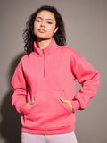 SASSAFRAS Pink Mock Collar Sweatshirt