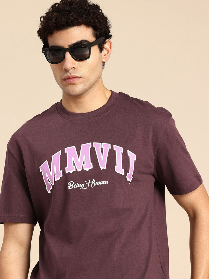 Being Human Typography Printed Drop-Shoulder Sleeves Pure Cotton T-shirt