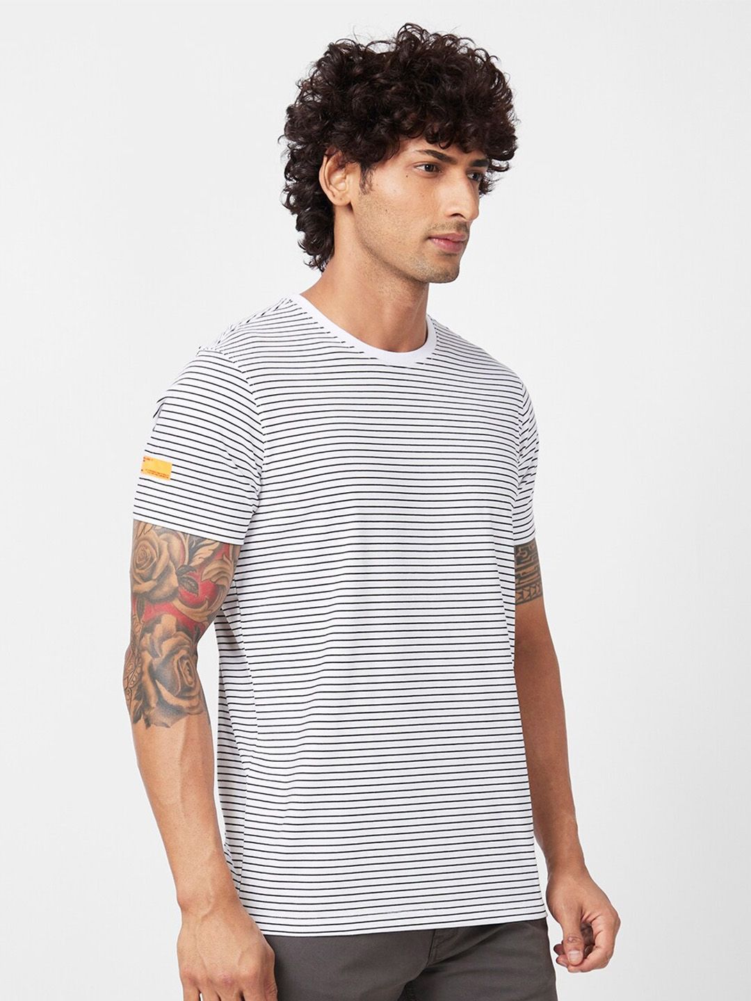 SPYKAR Striped Slim Fit Cotton T-shirt