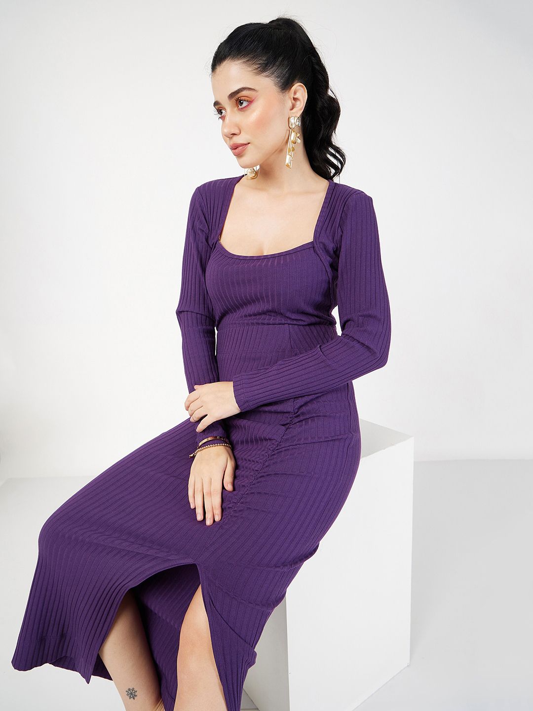 SASSAFRAS Square Neck Ribbed Top