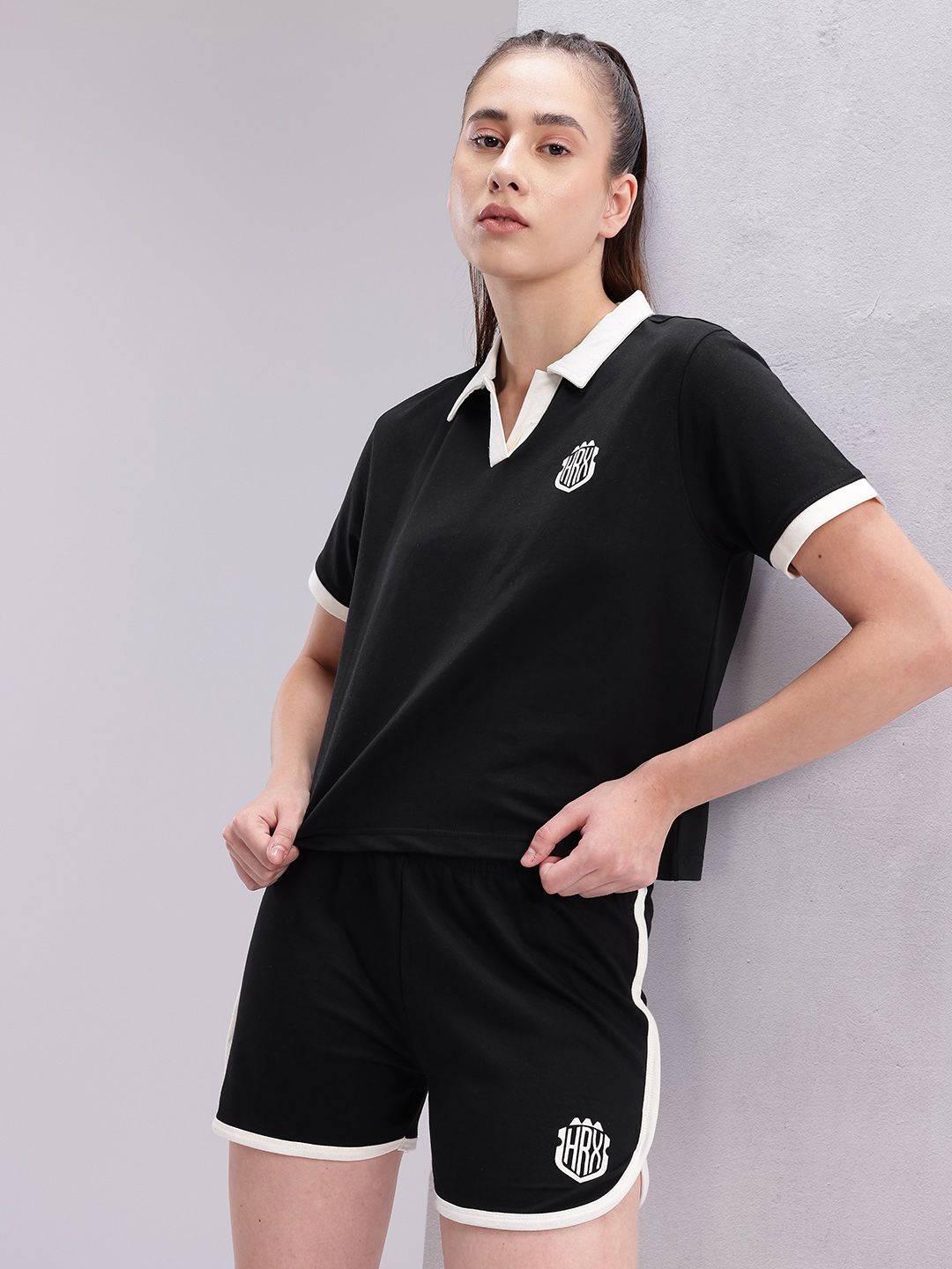 HRX by Hrithik Roshan Monochrome T-shirt With Shorts