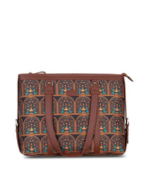 ZOUK Women Brown Ethnic Motifs Printed Structured Tote Bag