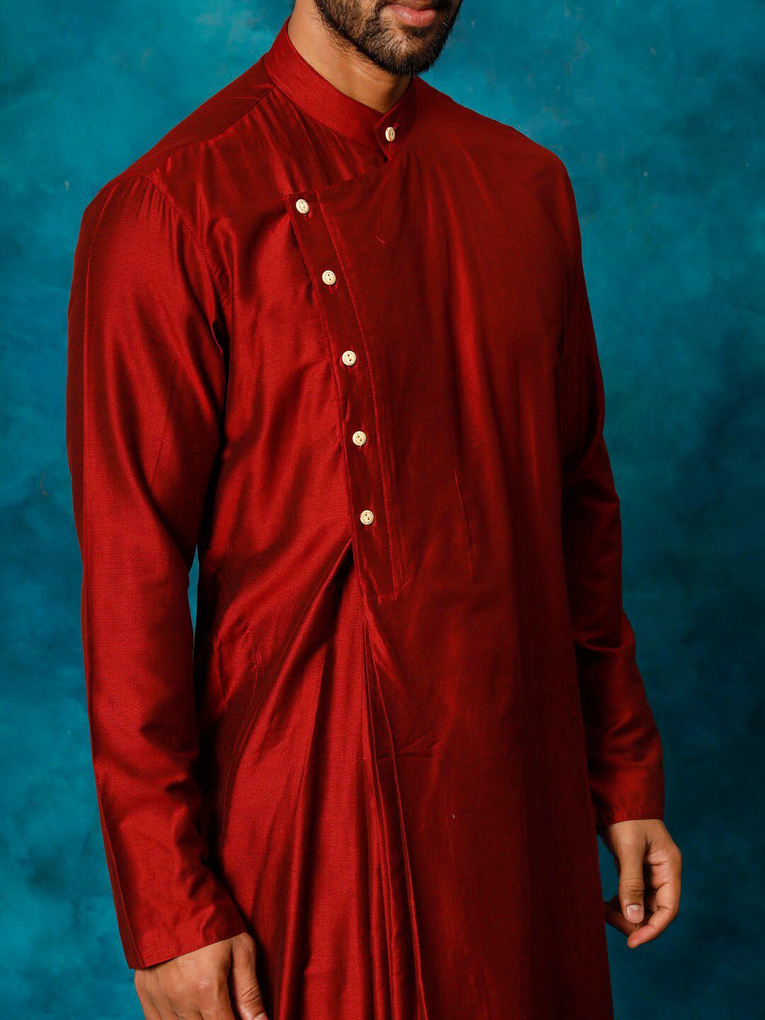 VASTRAMAY Mandarin Collar Straight Kurta