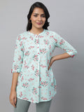 AURELIA Floral Printed Pure Cotton Pleated Kurti
