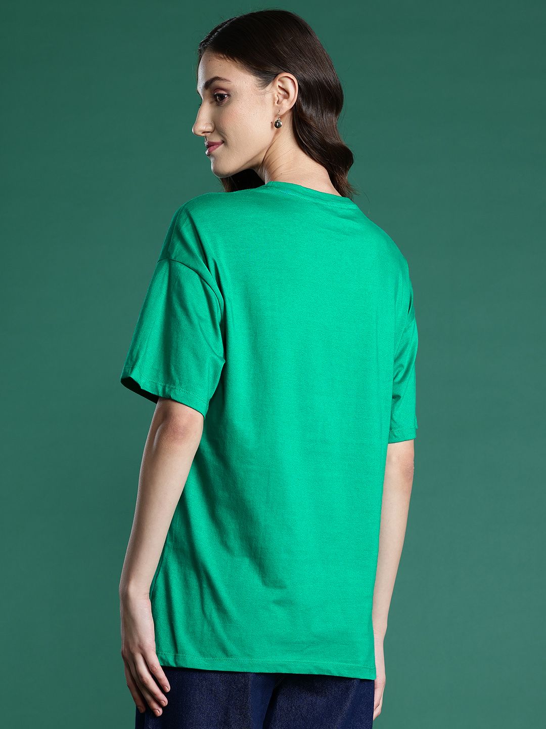 DressBerry Printed Drop-Shoulder Sleeves Pure Cotton T-shirt