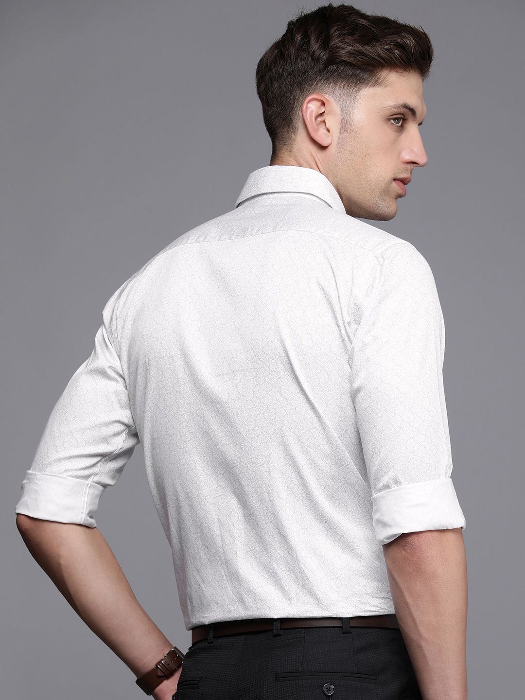 Raymond Slim Fit Floral Printed Pure Cotton Formal Shirt