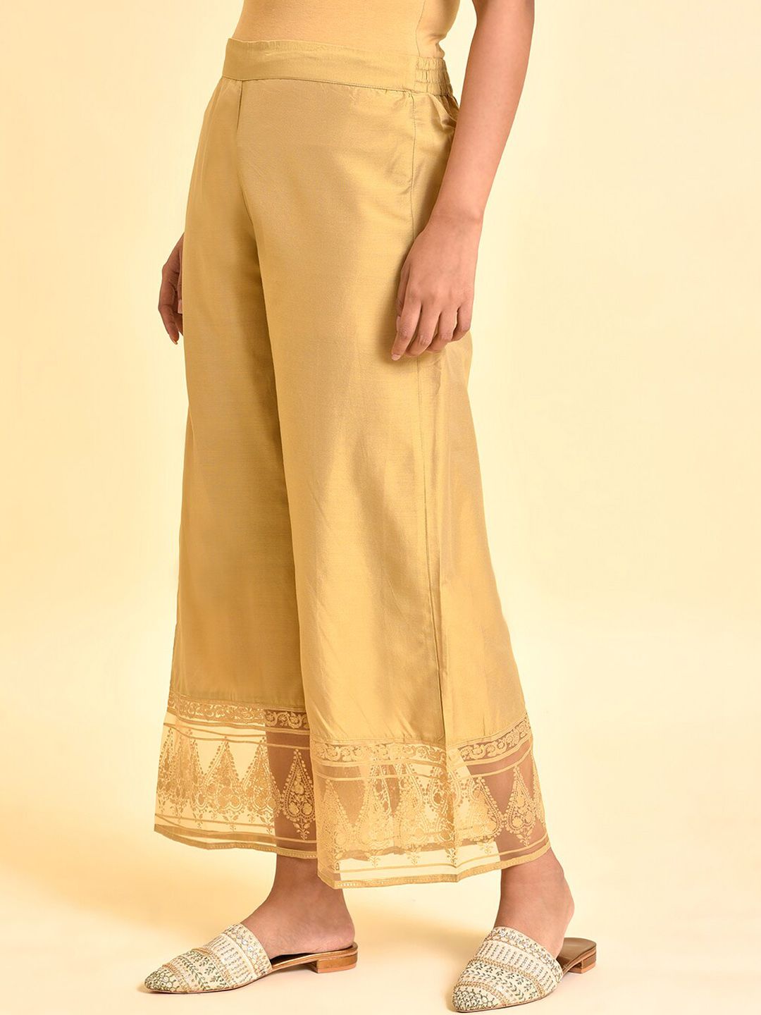 W Women Ethnic Motif Hem Design Palazzos