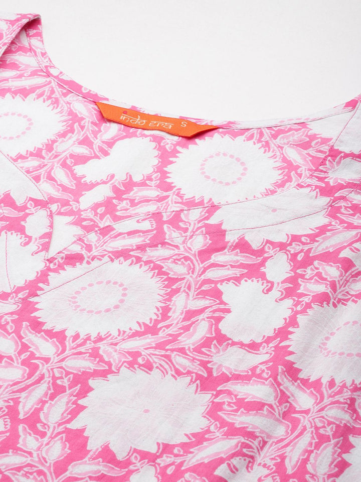Indo Era Women Floral Printed Cotton Kurta