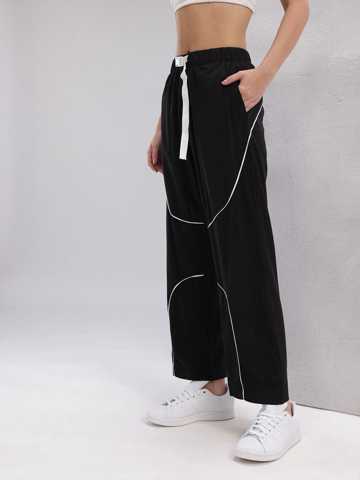 HRX by Hrithik Roshan Women Lifestyle Track Pants with Contrast Piping