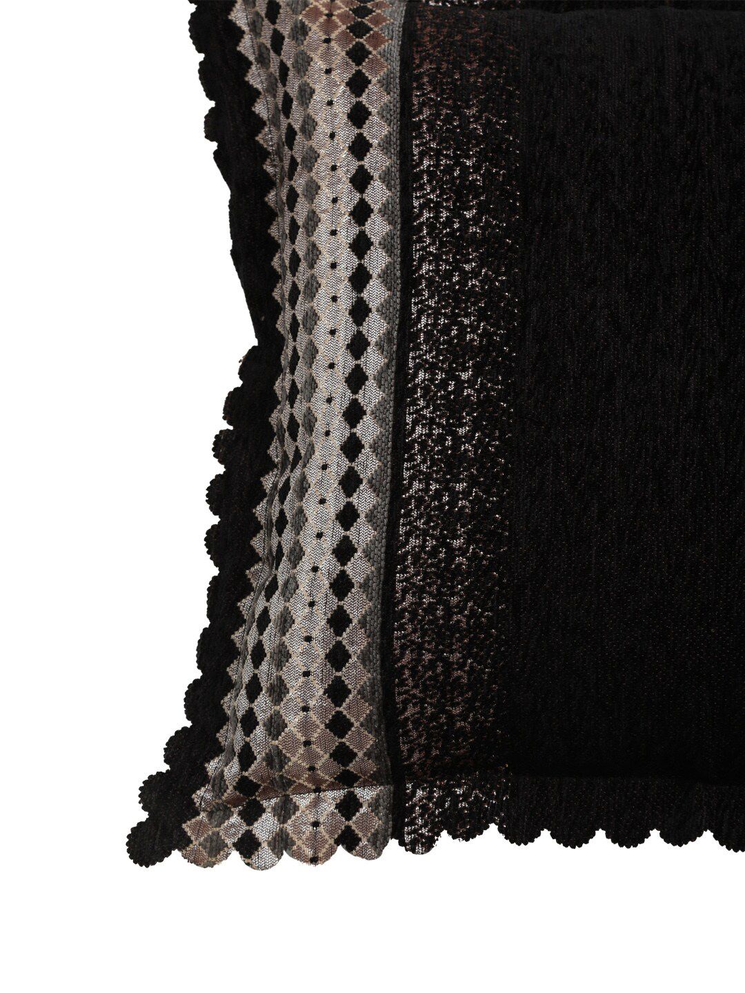 HOSTA HOMES Black & Grey Set of 2 Geometric Velvet Square Cushion Covers