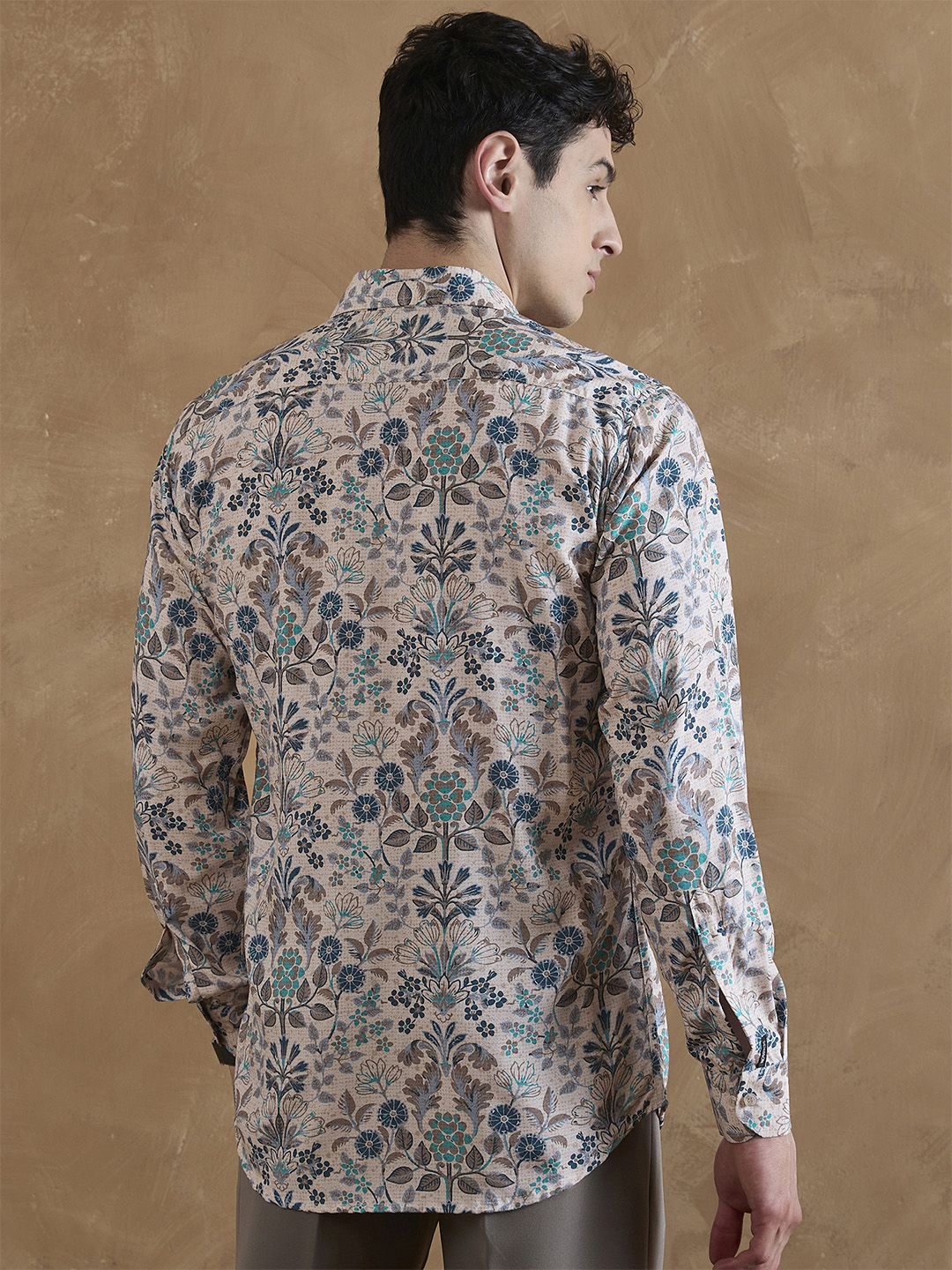 DENNISON Beige Floral Printed Shirt