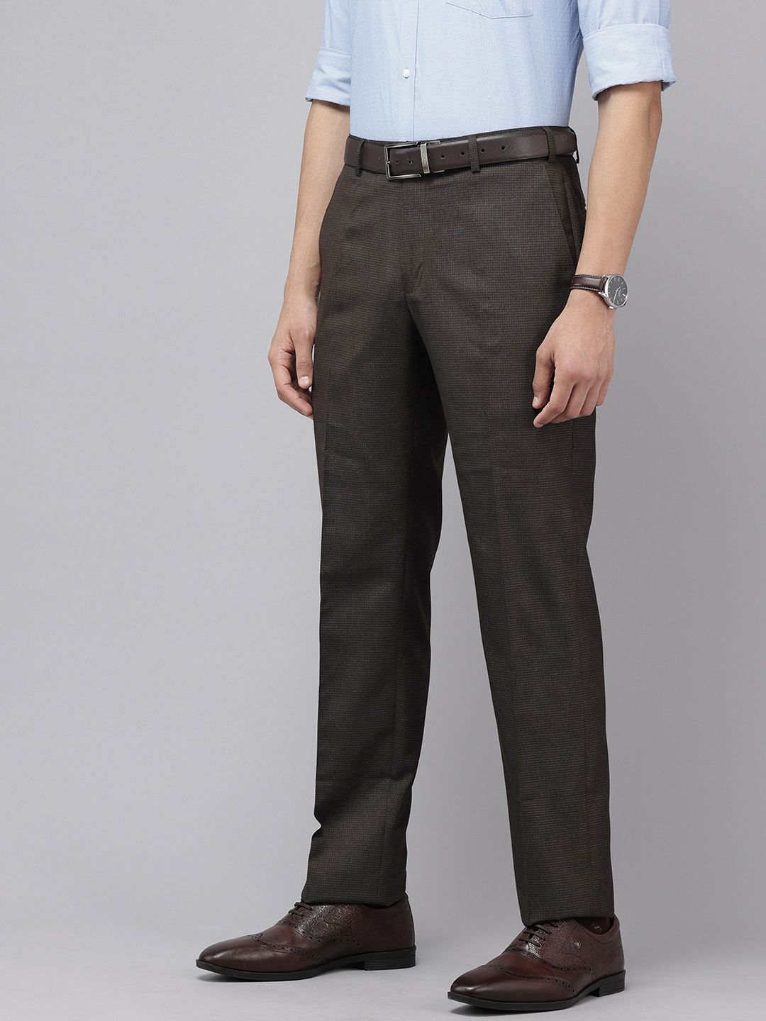 Park Avenue Men Checked Formal Trousers