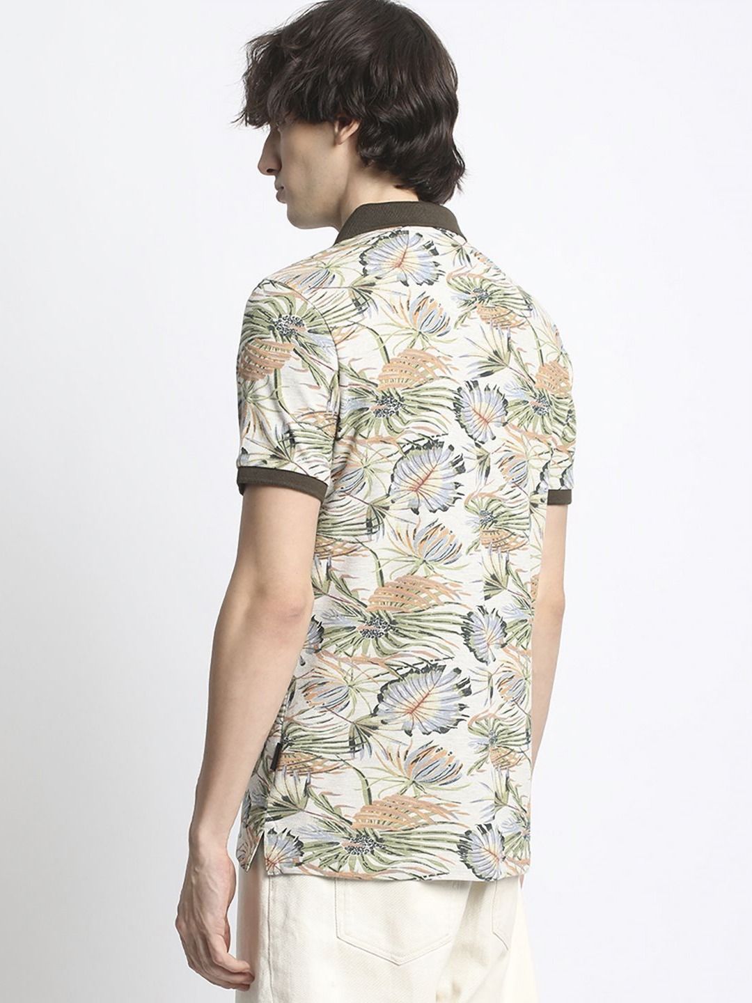 THE BEAR HOUSE Tropical Printed Polo Collar Pure Cotton T-Shirt