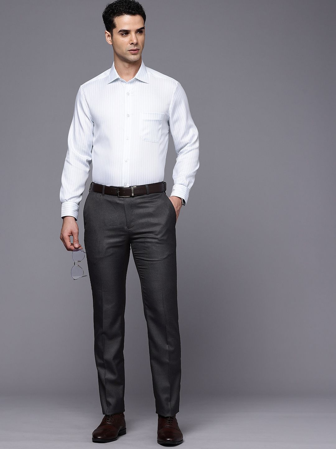 Raymond Men Checked Slim Fit Formal Trousers