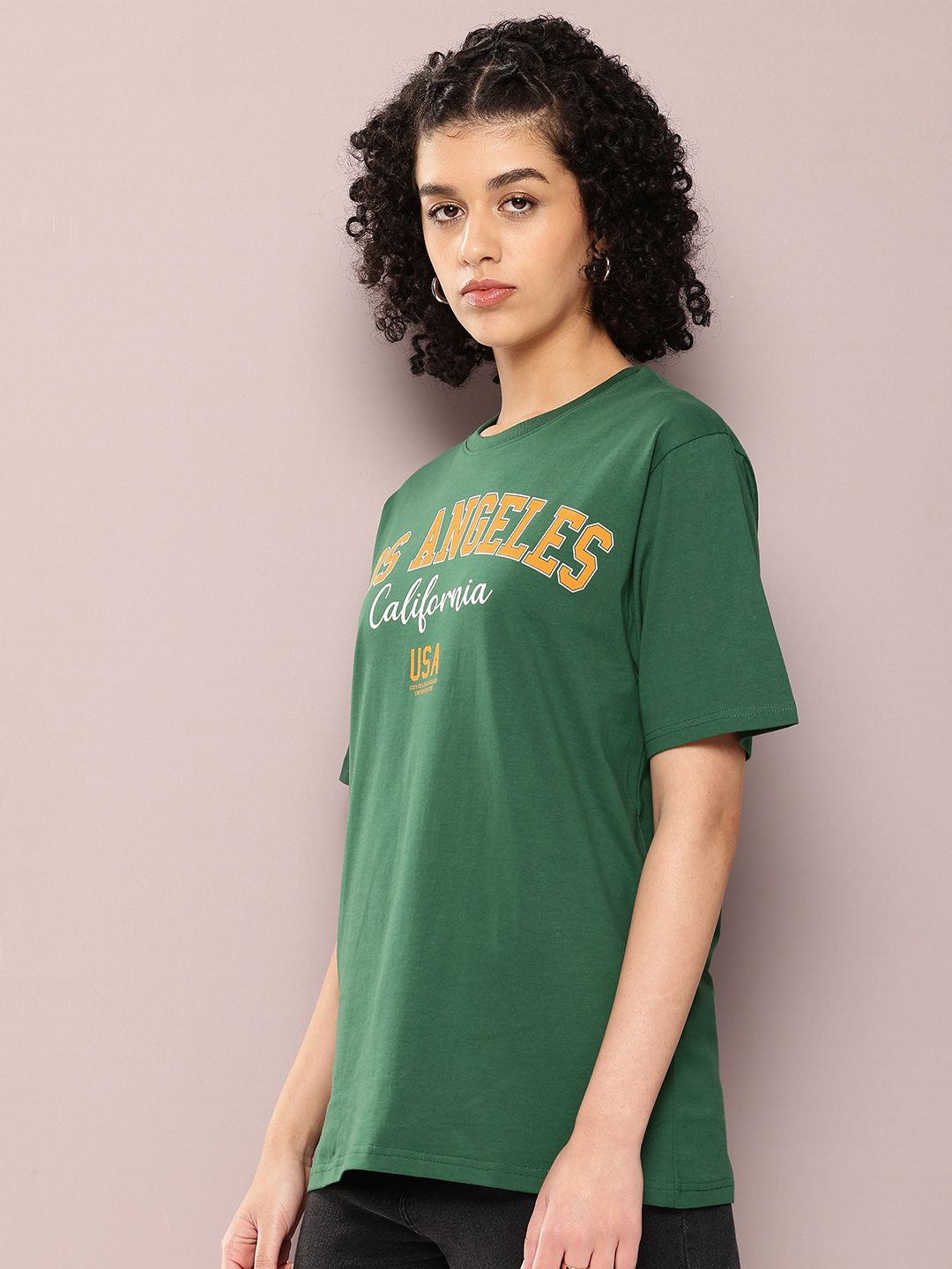 DILLINGER Women Typography Printed Pure Cotton Oversized T-shirt