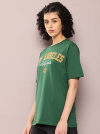 DILLINGER Women Typography Printed Pure Cotton Oversized T-shirt