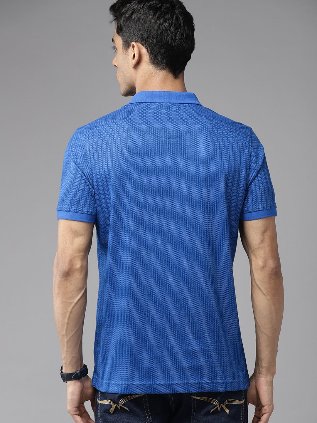 Park Avenue Men Print Polo Collar Slim Fit T-shirt