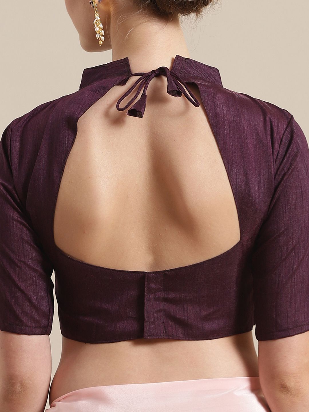 Saree mall Peach-Coloured Embroidered Detail Half & Half Saree