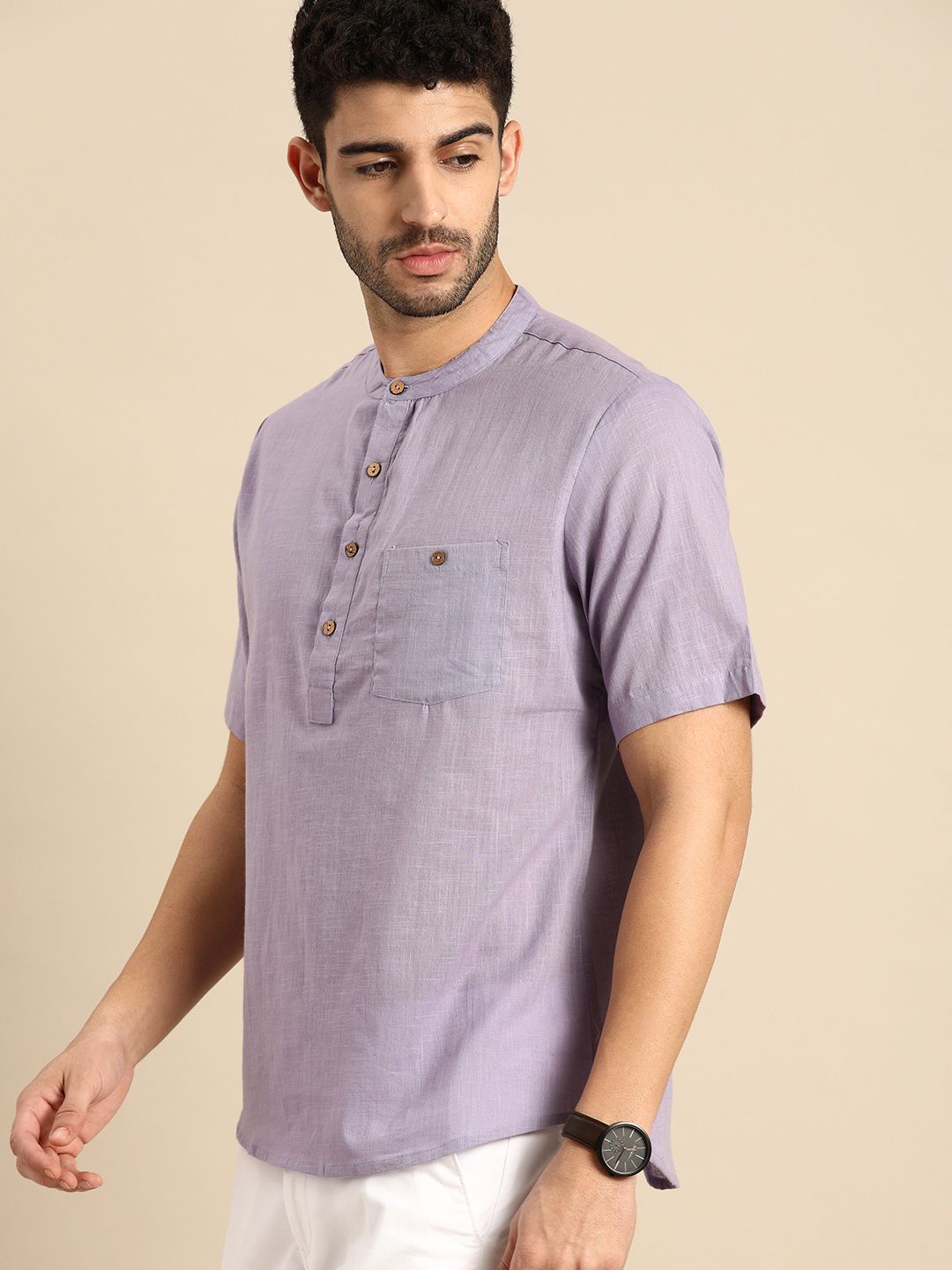 Anouk Men Lavender Pastels Pure Cotton Kurta